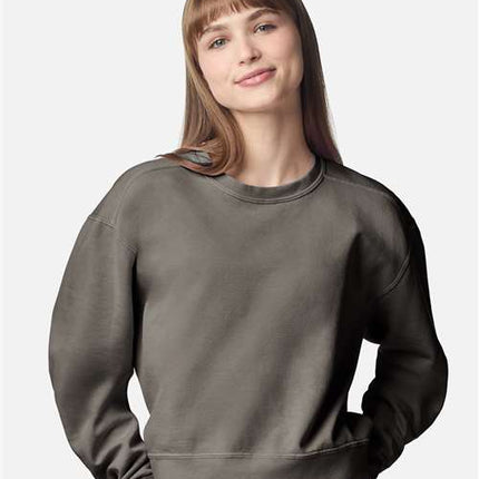 Women's Garment-Dyed Mid-Length Crewneck Sweatshirt