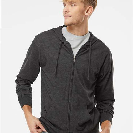 Unisex Lightweight Jersey Full-Zip Hooded T-Shirt