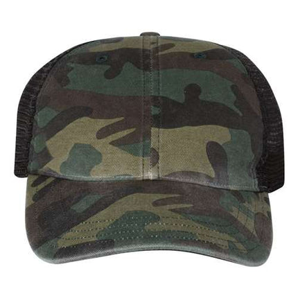 Garment Washed Printed Trucker Cap